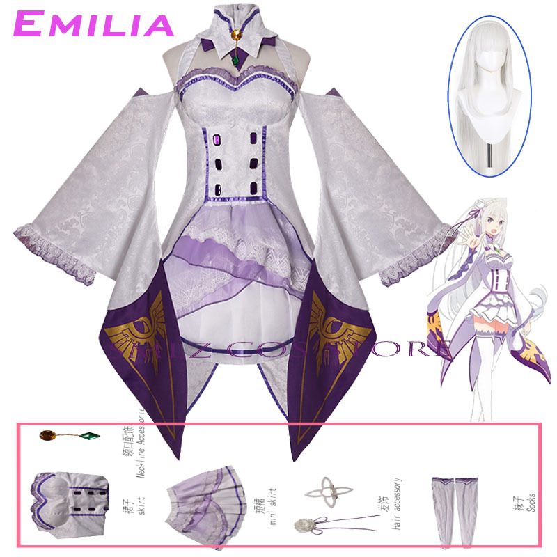 Anime Cosplay Wig - Costume Cosplay di Emilia da Re