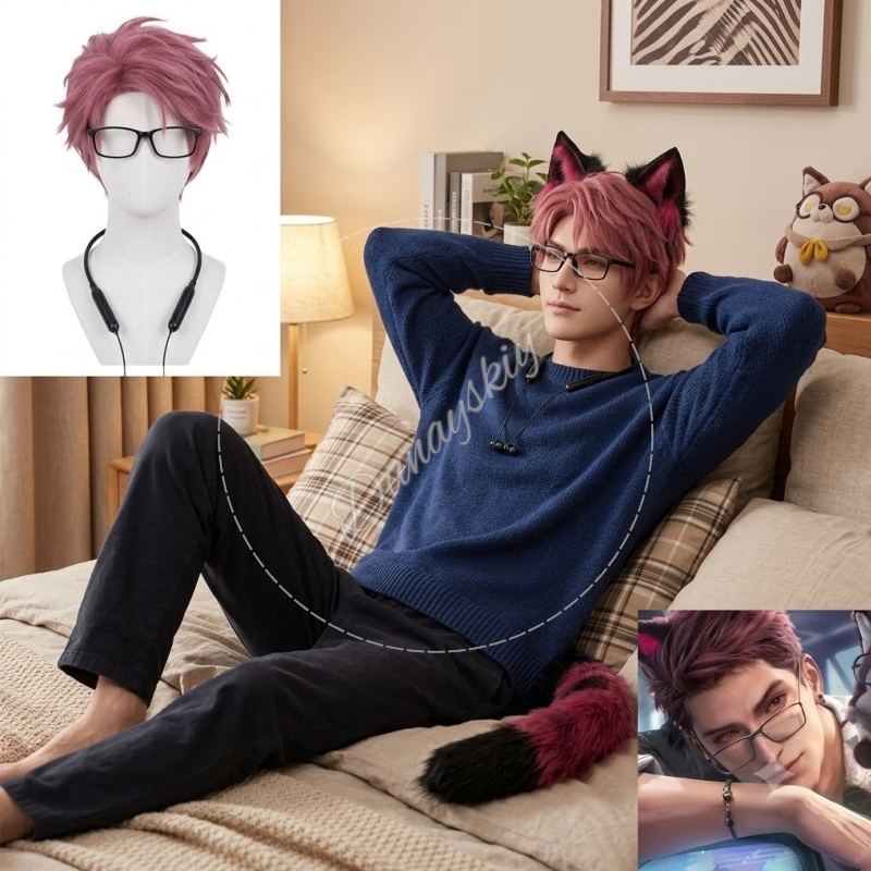 Anime Cosplay Glasses - Set Occhiali e Auricolari Cosplay Valko,