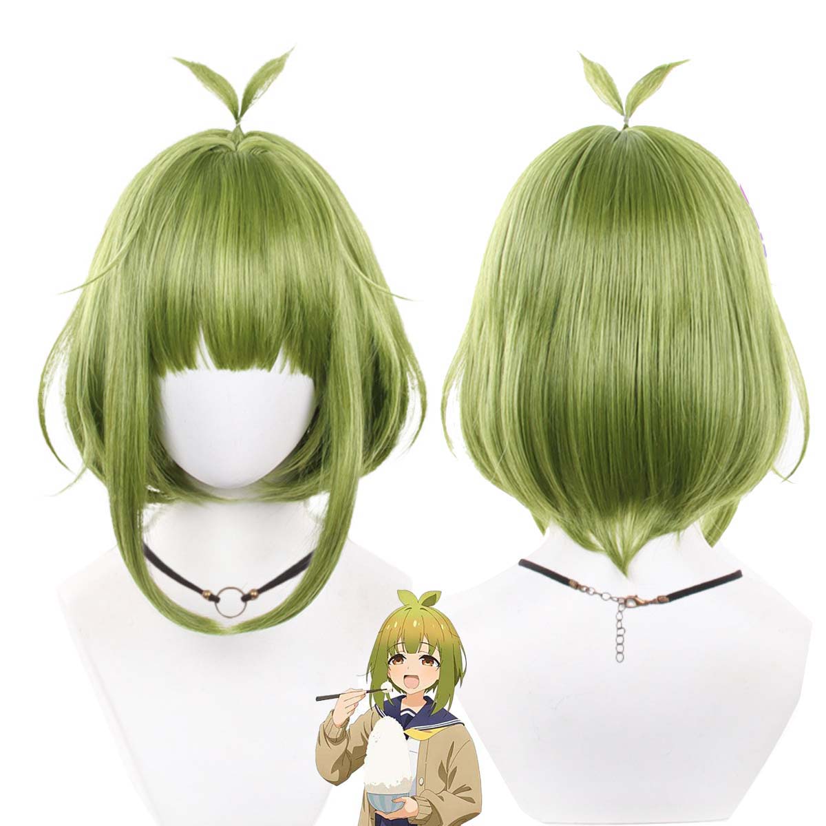 Anime Cosplay Meme - Parrucca corta verde chiaro stile Bob