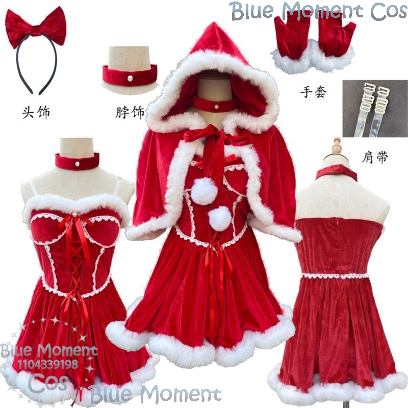 Anime Cosplay Event 2025 - 2025 Abito rosso natalizio Bordo peluche