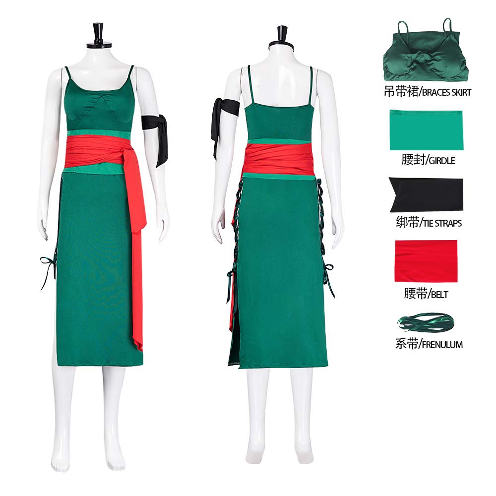 Costume cosplay verde per donn - Anime Zoro Cosplay Female recensione e prezzo